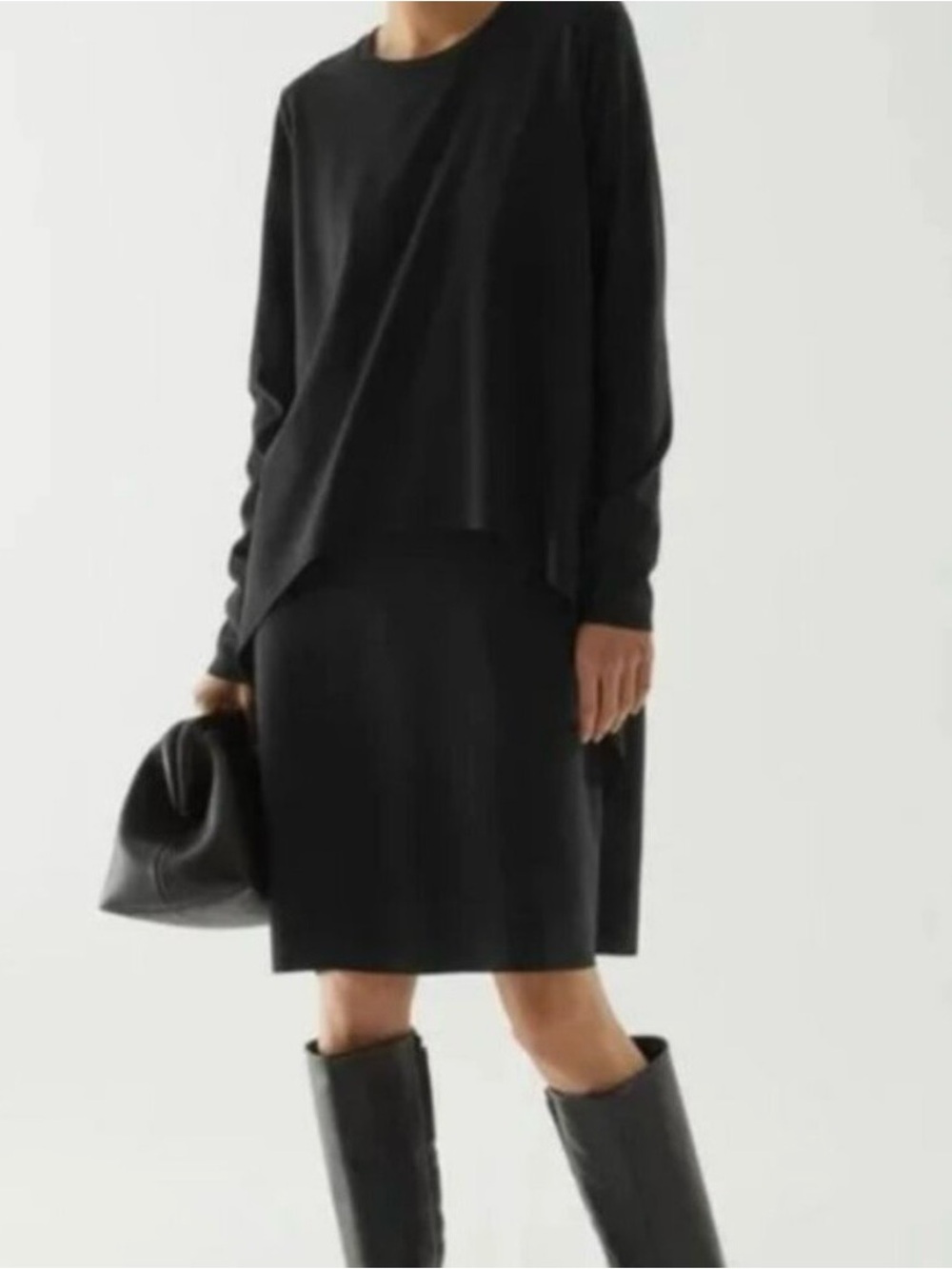 COS Black High-Low Long Sleeve Dress